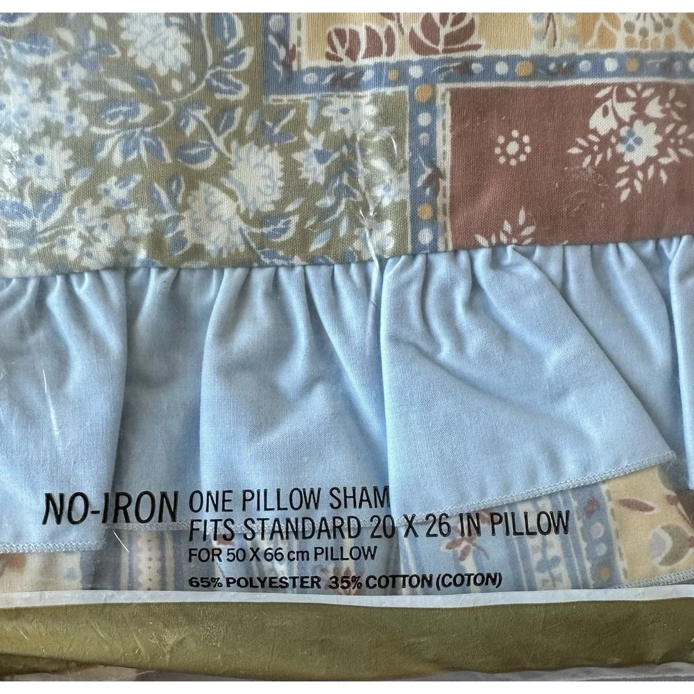 3 Vtg Cannon Gold Label‎ Country Fair Pillow Shams NOS Patchwork Cottagecore